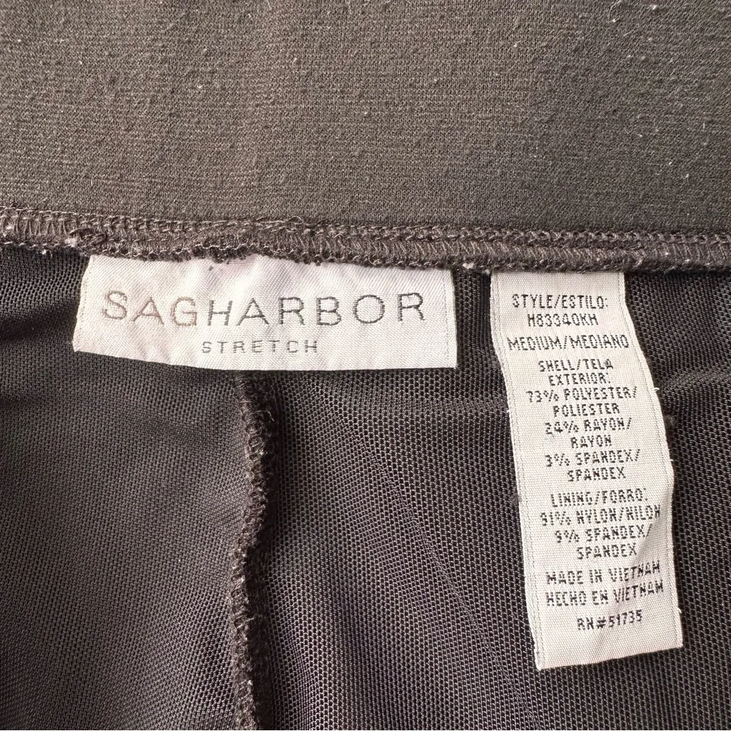 Sag Harbor Stretch Classic Straight Leg Pants Women's Size Medium Black - Image 4