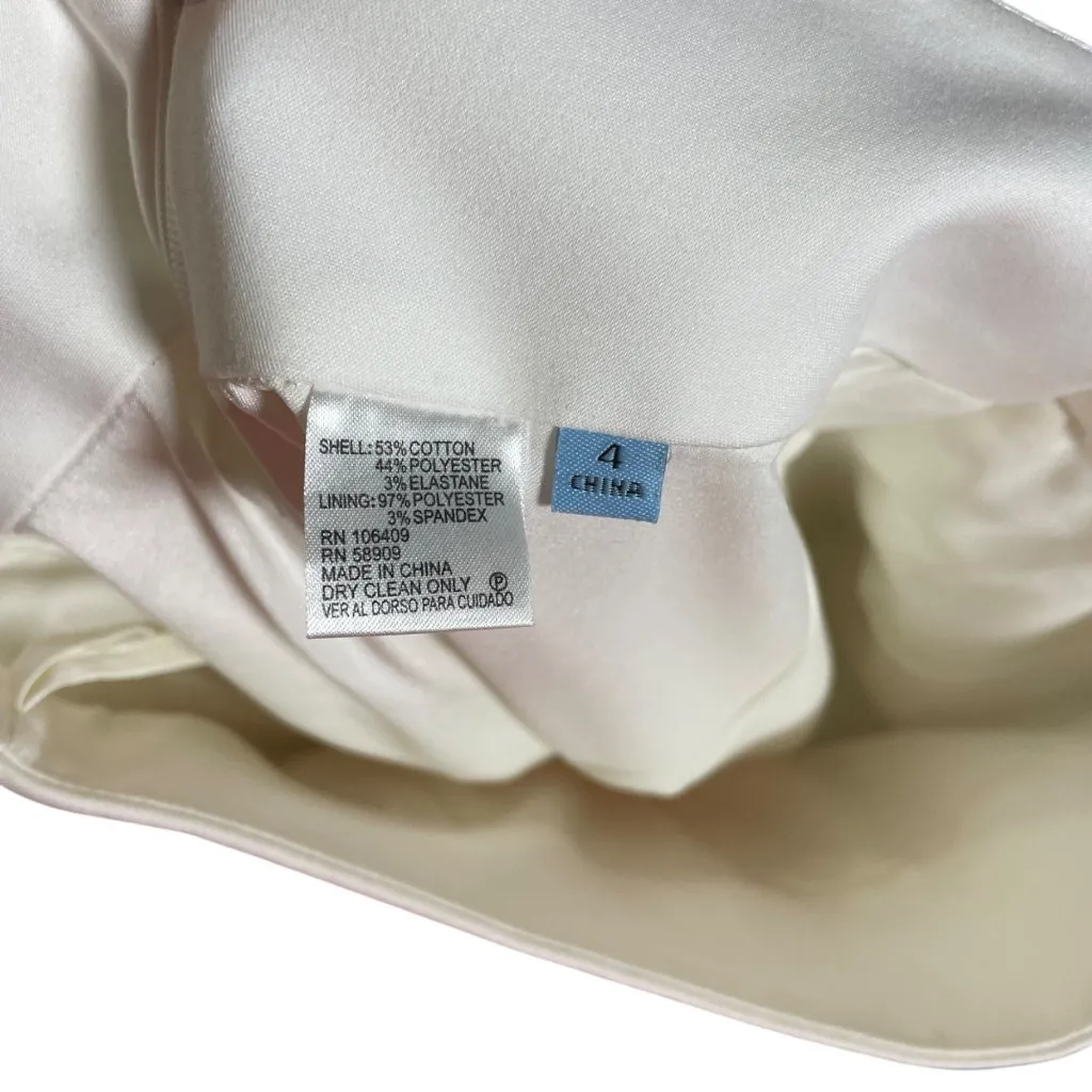 Antonio Melani Womens Pencil Skirt Size 4 Off-White Cotton Blend - Image 4