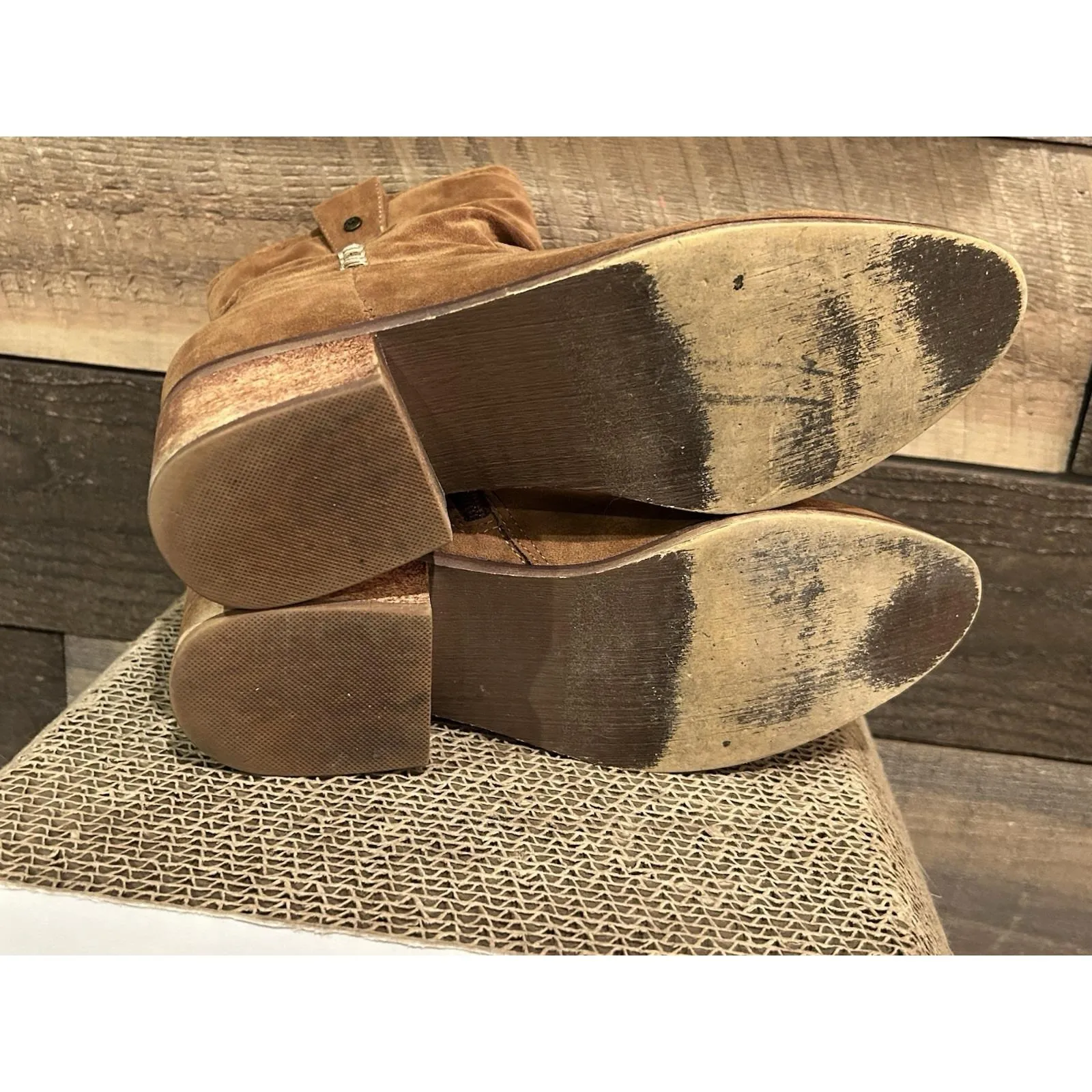 VtG Hollister Brown Slouchy Leather Western Cowboy Boots Stitching 8 - Image 9