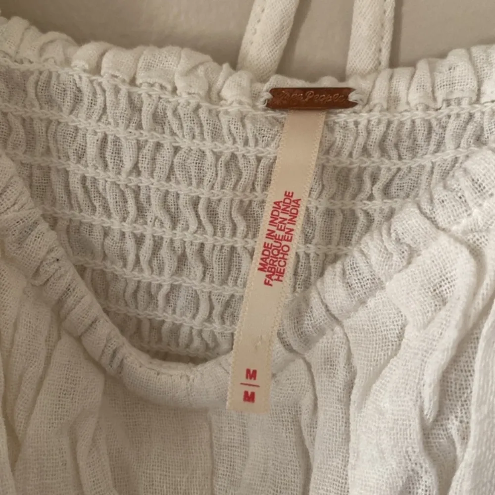 Free People Chloe Ruched Sweetheart Neck Long Sleeve Top Ruffle Hem Cream Size M - Image 12