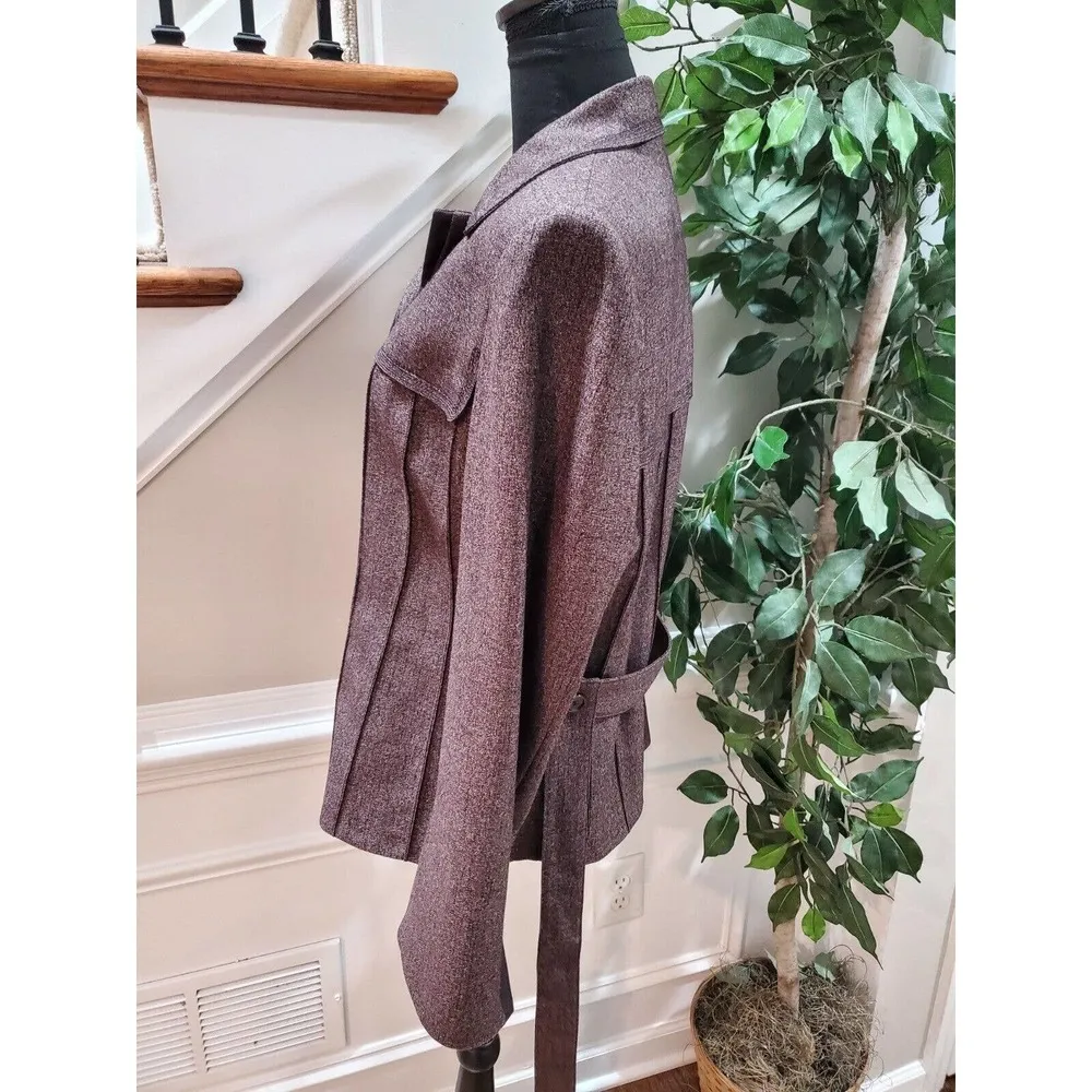 Nipon Boutique Brown Polyester Long Sleeve Single Breasted Jacket Blazer 12 - Image 4