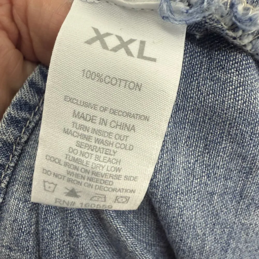 WEAR by Erin Andrews Denim Washington Commanders Patches Long Sleeve Shirt XXL Blue - Image 7