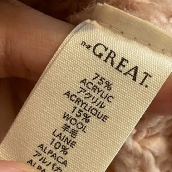 The Great. The Cozy Cable Pullover Sweater in Pale Blush Size Large Wool Blend Pink - Image 13