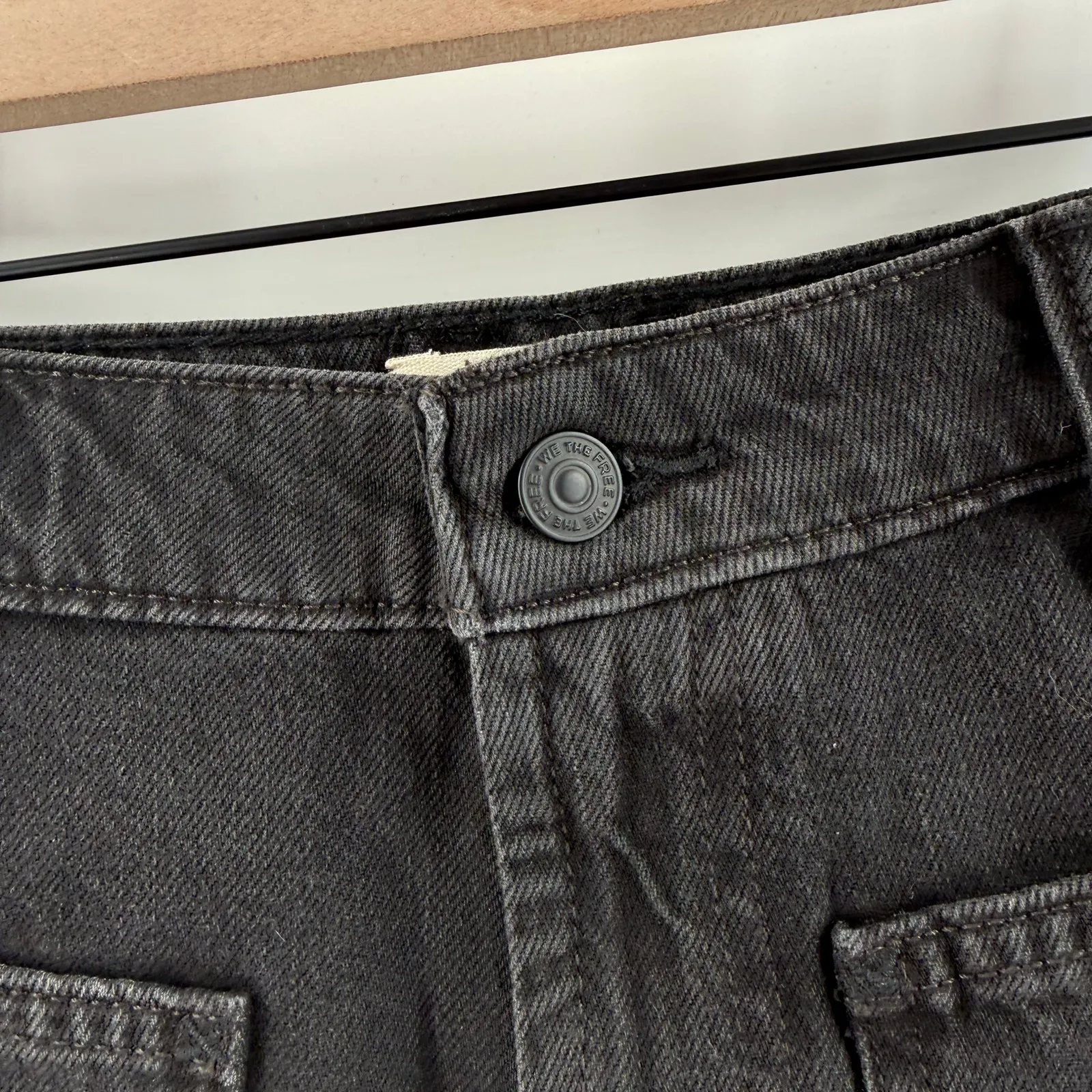 Free People We The Free Jean Shorts Women's SZ 25 Black/Gray 100% Cotton Pockets - Image 6