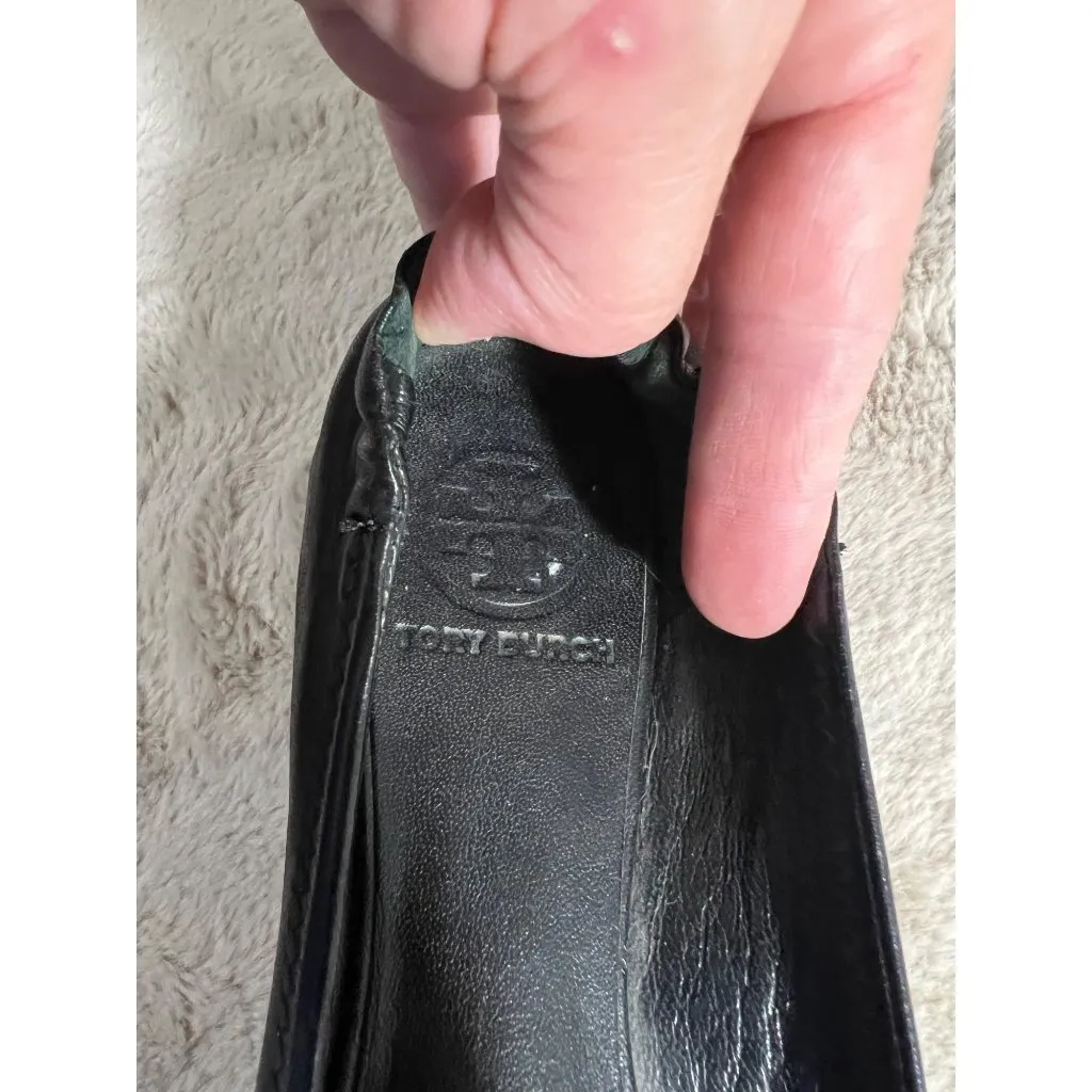 Tory Burch Womens Black Leather Minnie Travel Ballet Flats W/ Logo Medallion - Image 6