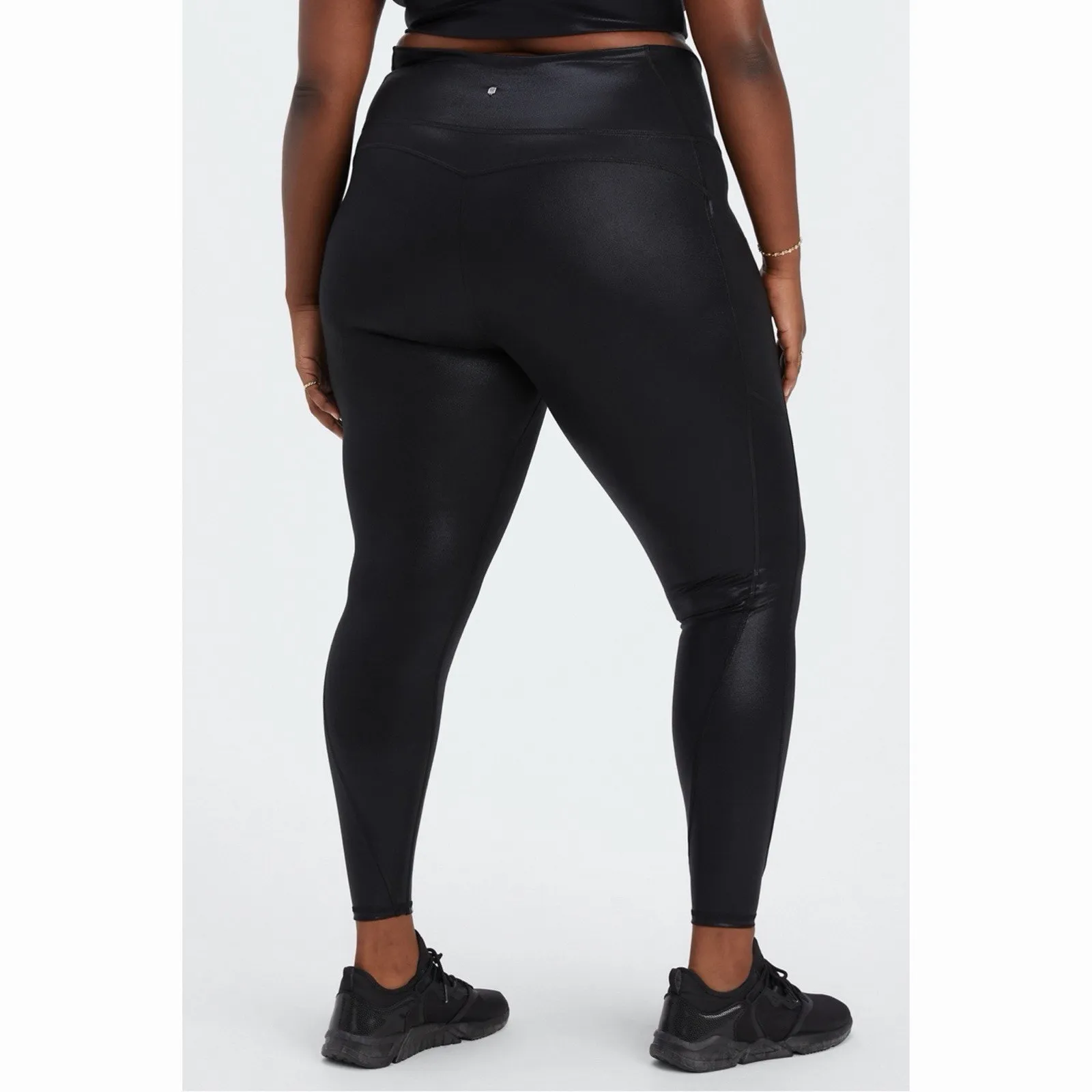 NWT Fabletics Oasis PureLuxe High Waisted Black Fog Foil Leggings - Image 2
