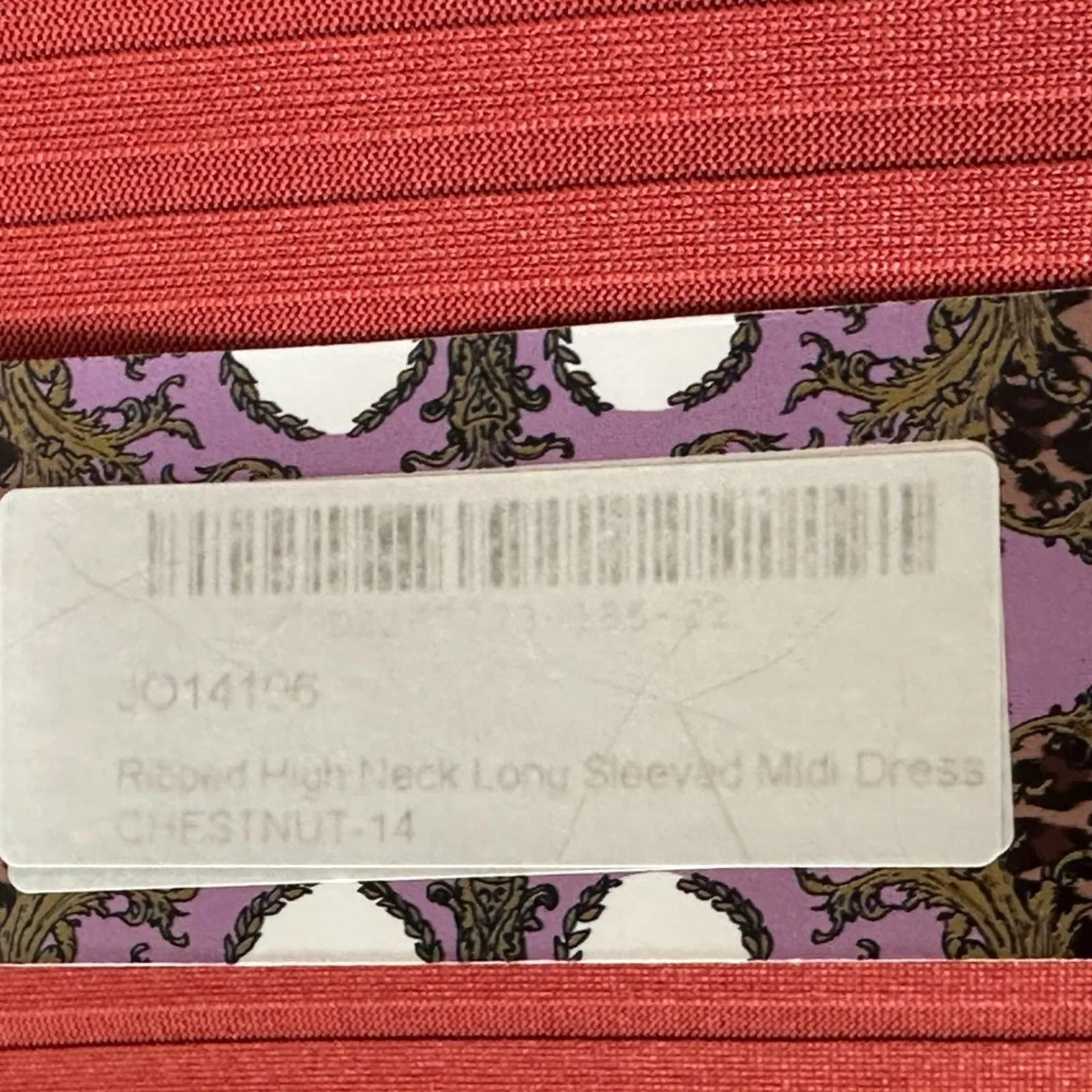 NWT Boohoo Midi Dress Womens 10 Chestnut Red Ribbed Mock Neck Bodycon Minimalist - Image 8