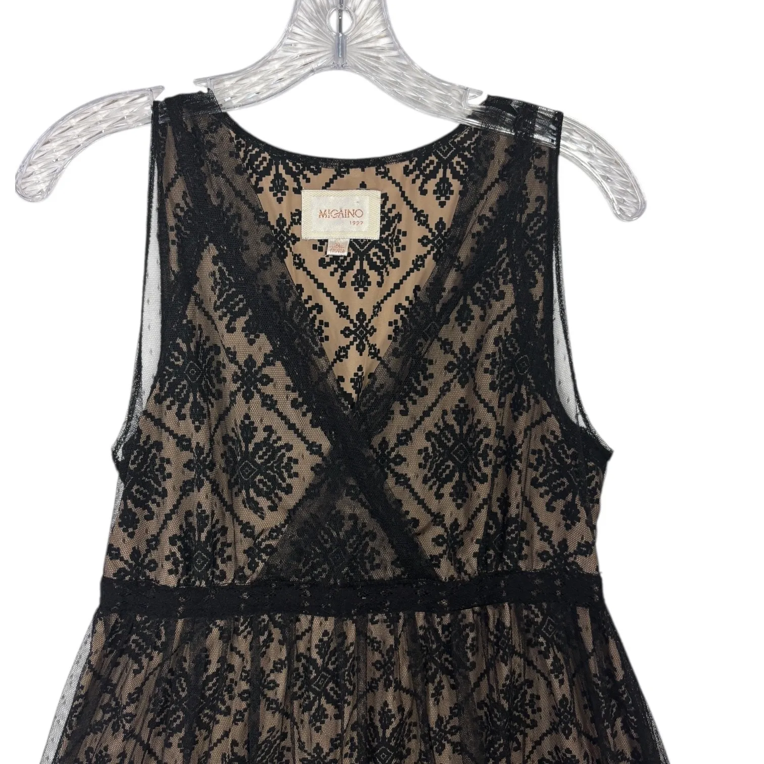 Migaino 1997 Black Lace Sheer Overlay Tulle Dress Velvet Ribbon Sz S Whimsigoth - Image 3