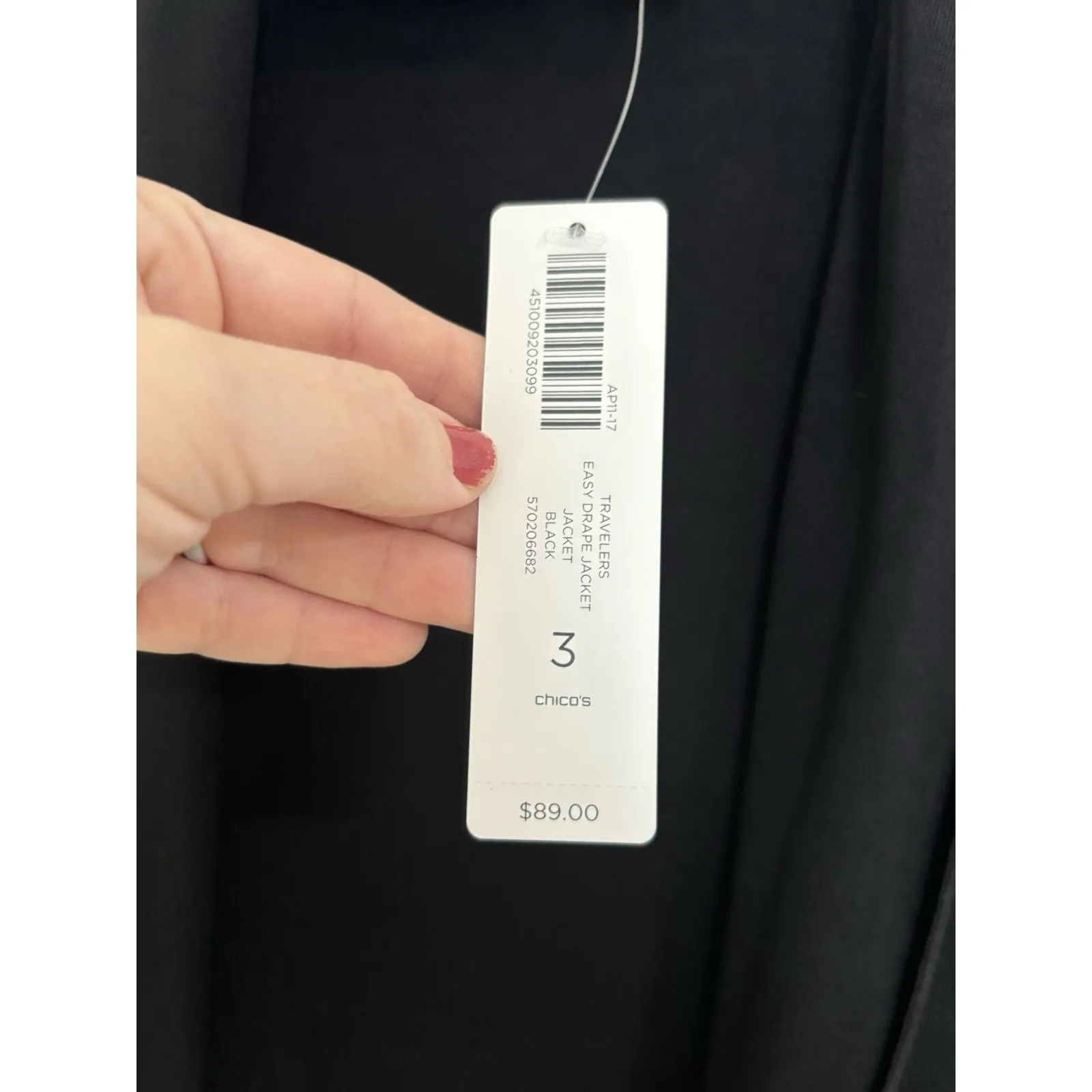 NWT Chico’s Travelers Black Open Front Cardigan Size 3 XL Slinky Stretch Classic - Image 2