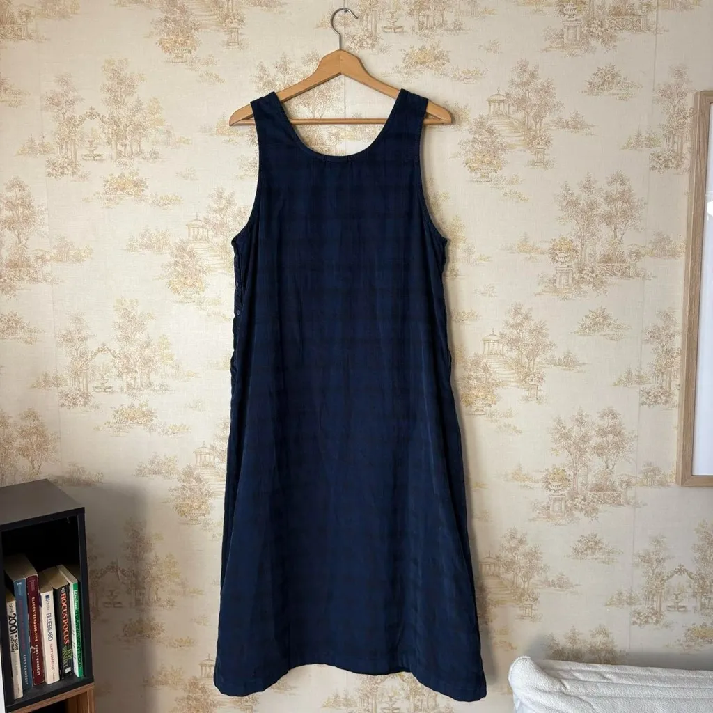 Vermont Country Store blue black plaid cottagecore corduroy jumper dress M NWT Size M - Image 6