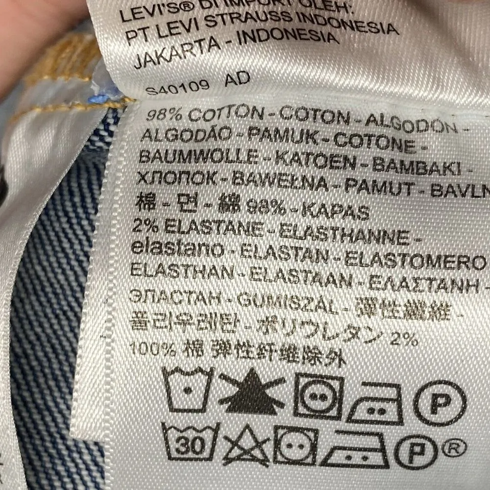 Levis Mens Classic Denim Stonewash‎ Trucker Jean Button Down Jacket Sz Small - Image 7