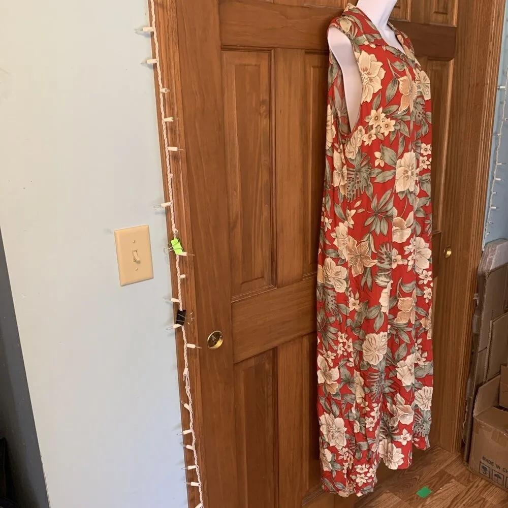 Vintage Deadstock Essentials by Lee Floral Sleeveless Button Down Maxi Dress 18W - Image 2