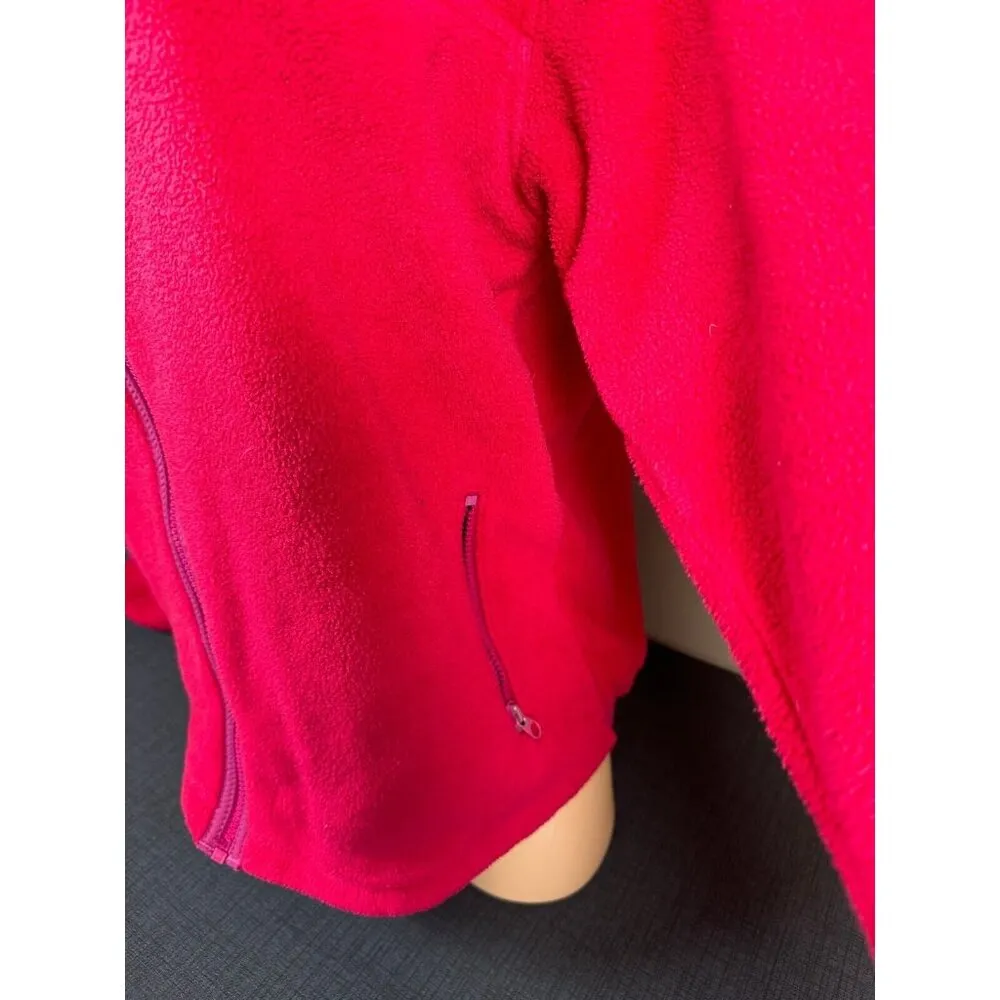 Vintage LL Bean Womens Fleece Jacket Pink Full Zip Mock Neck Long Sleeve Logo - Image 11