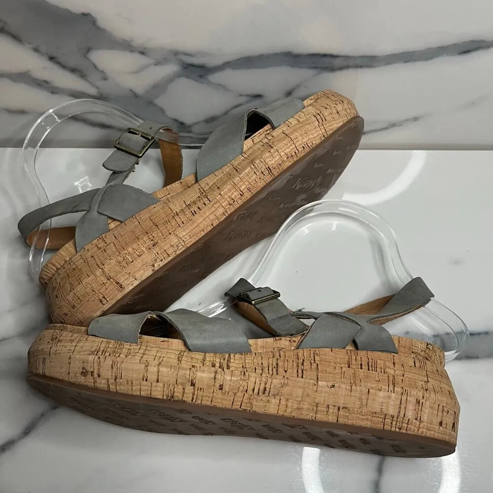 Korks Women's Sage Green Leather Cork Sole Comfort Platform Kalie Sandals Sz 8 - Image 7