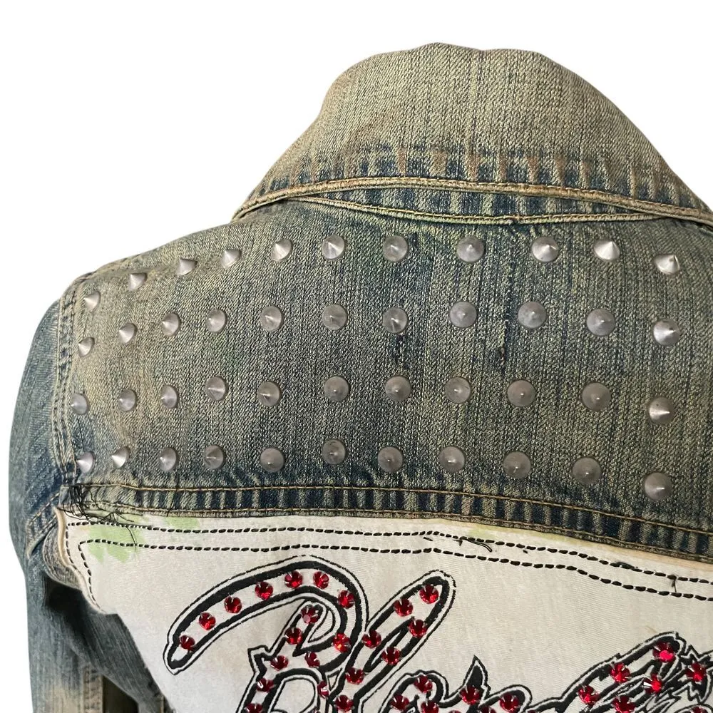 Blondie Custom Embellished Jean Jacket Size XS - Image 4