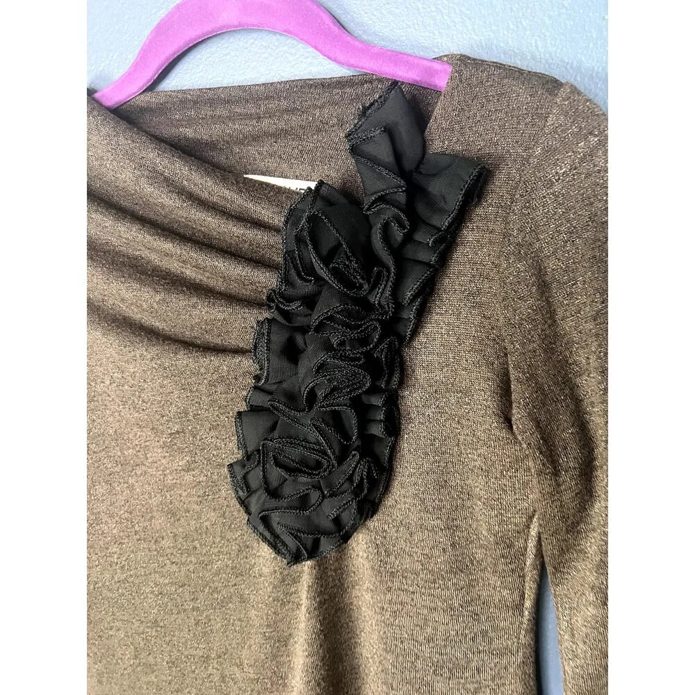 CK Heaven Dress Women's Size Small Ruffle Preppy Long Sleeve Warm Contrasting - Image 3