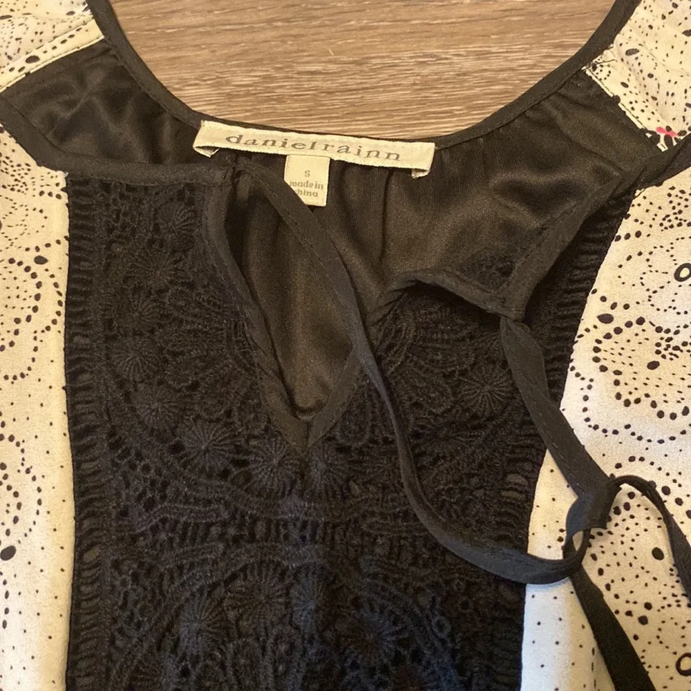 Daniel Rainn White Print Crochet Top Short Sleeve Dress Size S - Image 4