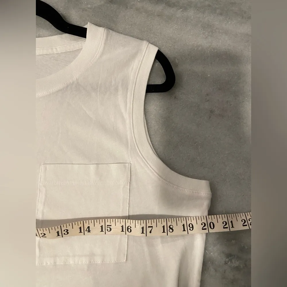 NWOT Madewell Size M White Sleeveless Cotton Muscle Tank Shirt Pocket Split Hem - Image 8