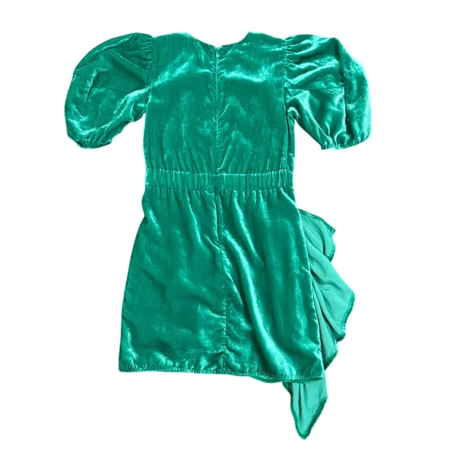 RHODE Mini Velvet Pia Dress in Green, Size US 0 Green - Image 7