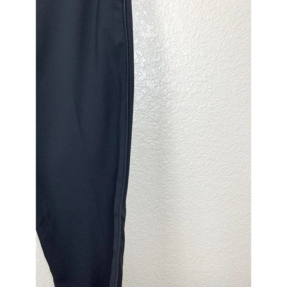 Theory Tassa Slim Trouser Pant Size 4 Black Side Zipper Mesh Wool Blend - Image 2