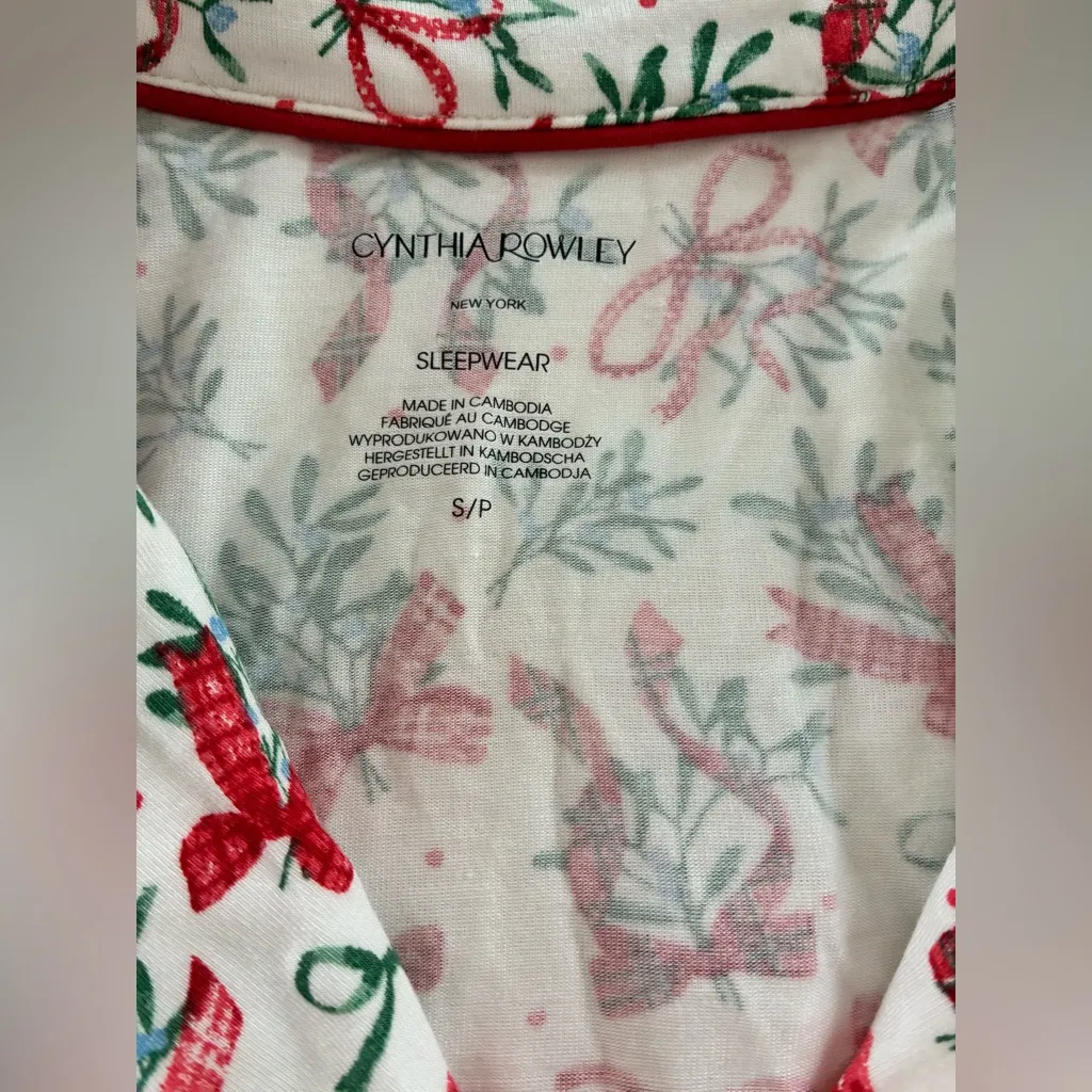 Cynthia Rowley mistletoe bow pajama set women small - Image 5