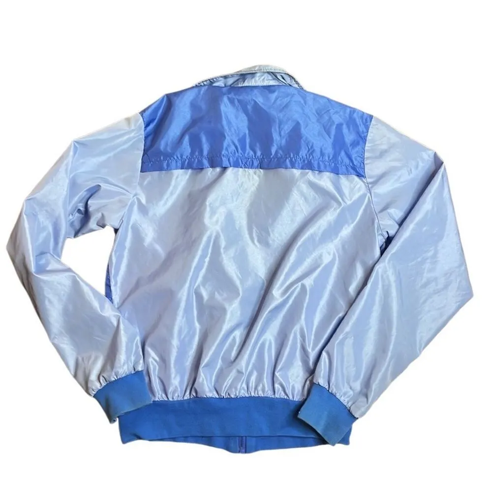 80s Vintage Nike Windbreaker Two Tone Blue Zip up Medium - Image 7