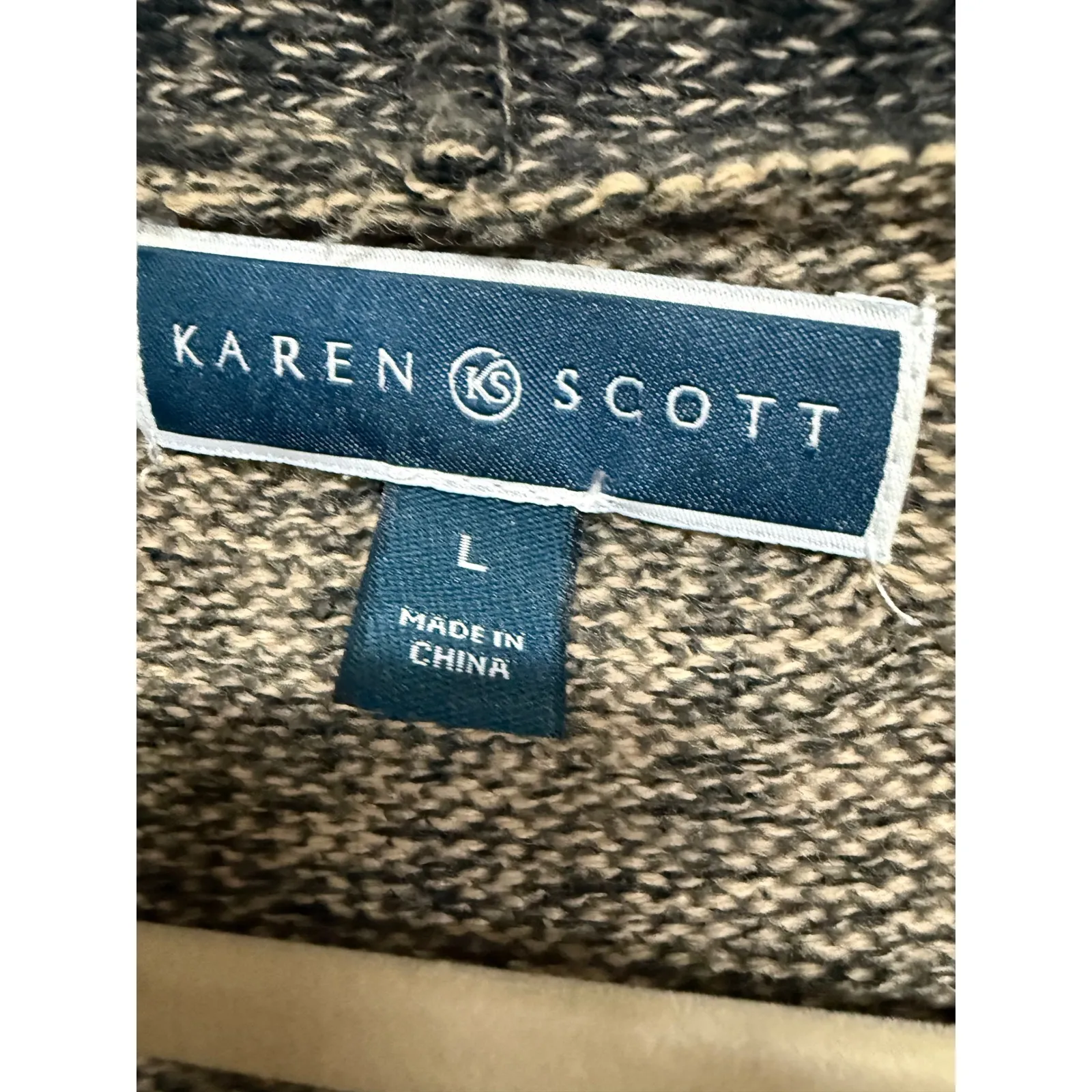 Color Block Minimalist Monochrome Long Open Front Acrylic Long Sweater Size L - Image 5