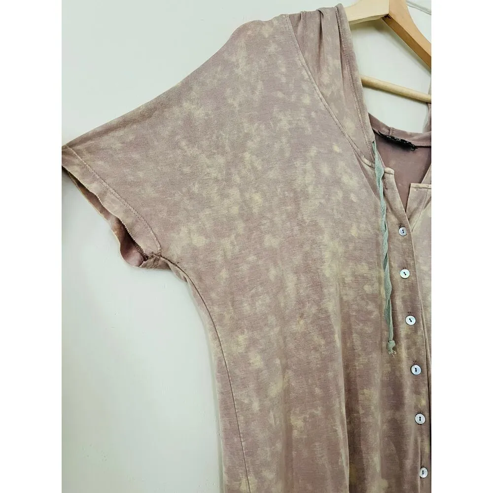 POL Boutique Boho Marrakesh Hooded Dress Summer A-Line Brown Dusty PInk Large - Image 3