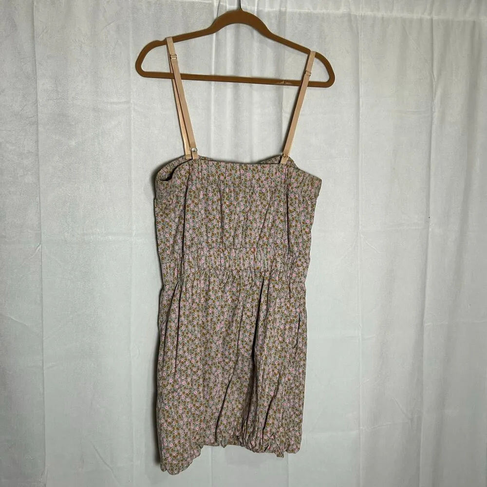 J.Crew Ditsy Floral Frankie Bubble Mini Dress Sleeveless Poppy Print Size Medium Pink - Image 2