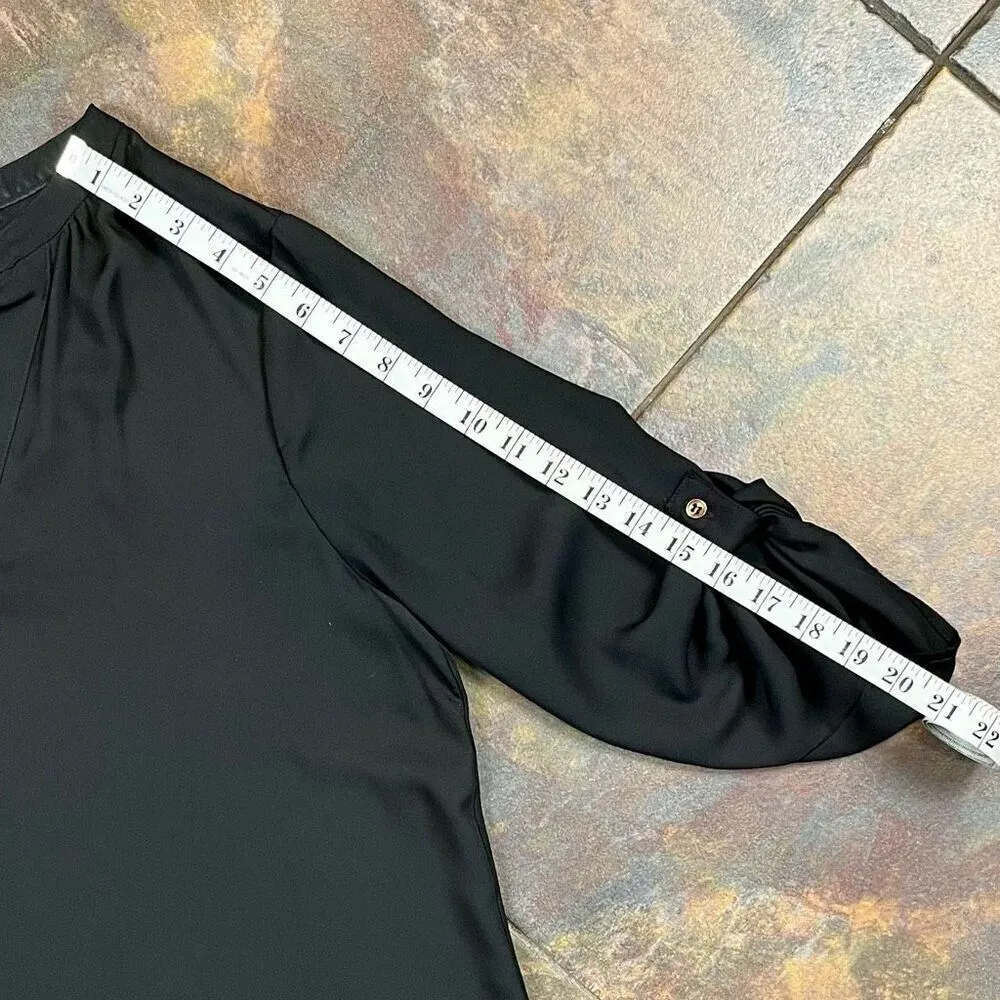 Society Girl Black V-neck Roll Up Sleeve Blouse XL - Image 6