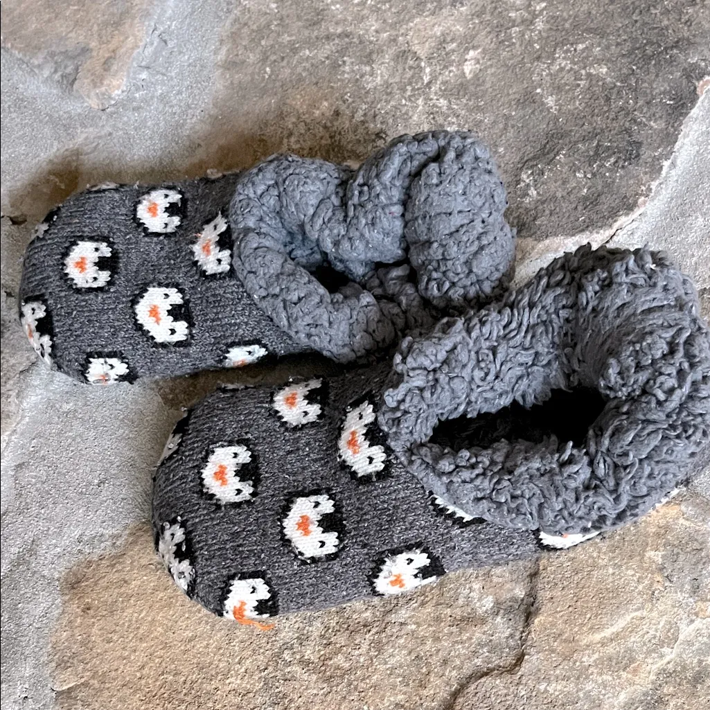 Cozy Penguin Slipper Sockies Gray Sherpa Lined - Image 2