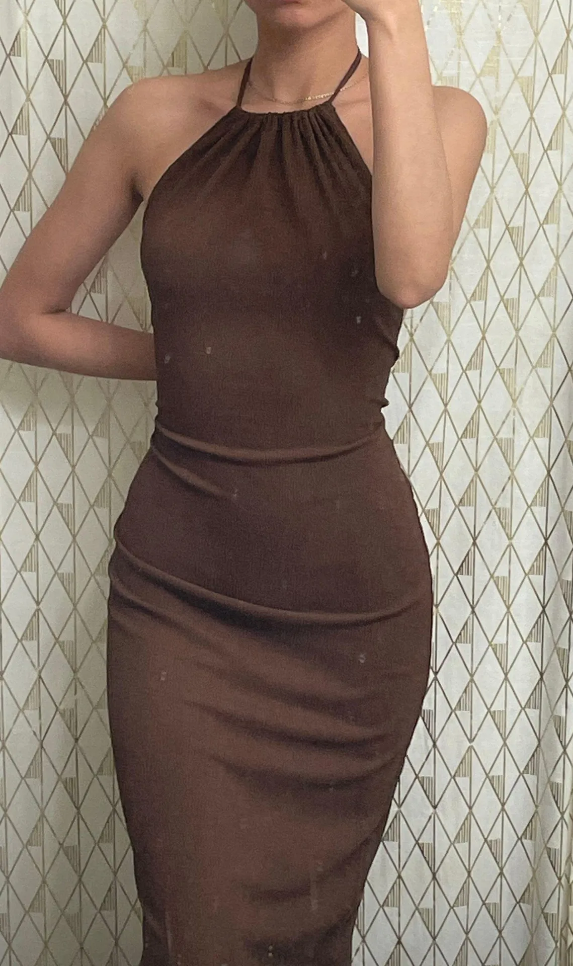SheIn Tied Backless Halter Dress - Image 2