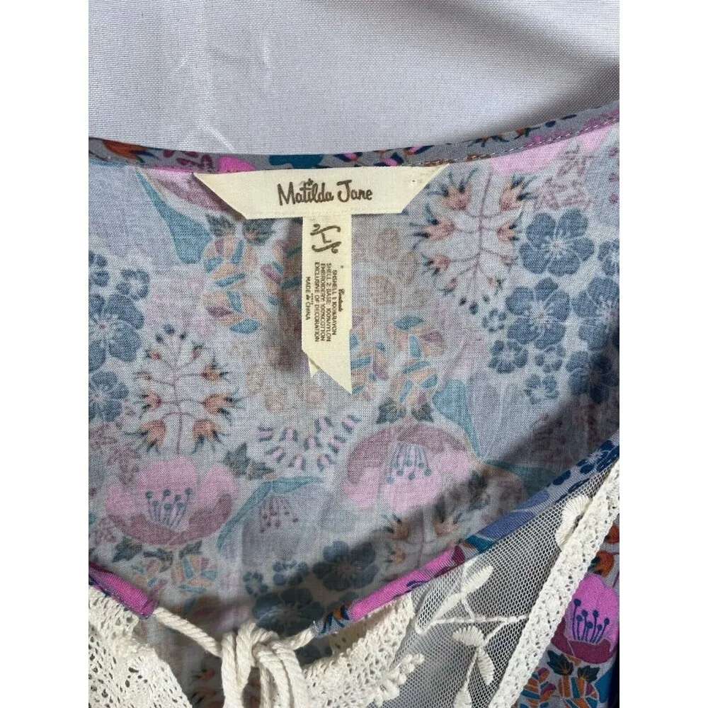 Matilda Jane Make Believe Sew Perfect Top Blouse Sz L Peasant Boho Cottagecore - Image 2