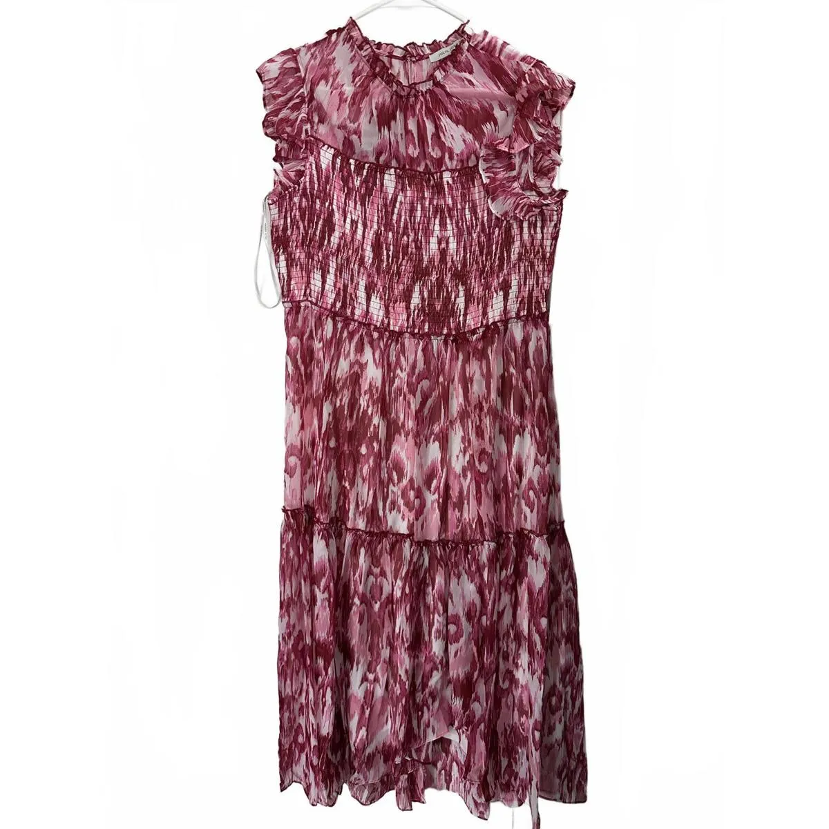 Julia Jordan Ikat Print Tiered Midi Dress Pink Size 14 NWT - Image 3