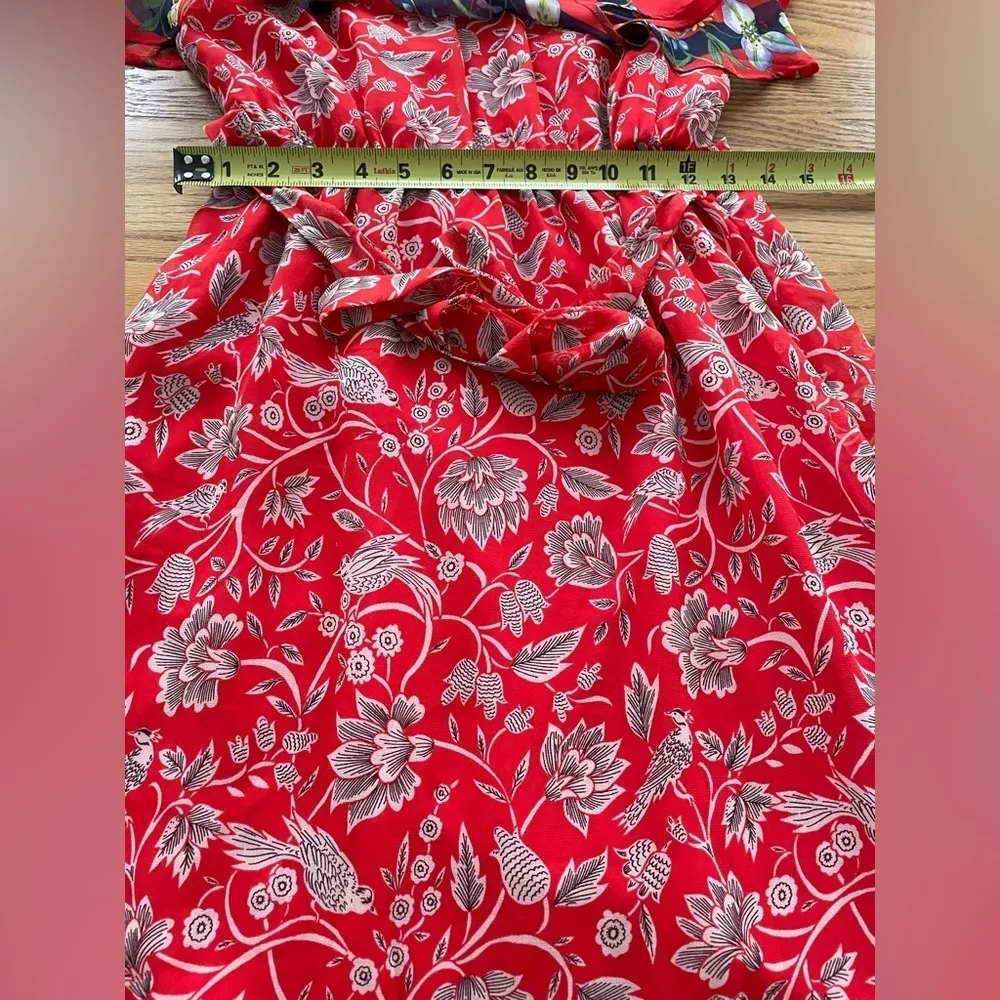 Anthropologi Boho Chic Floral Print Maxi Dress Red Black Spaghetti Strap XS - Image 10