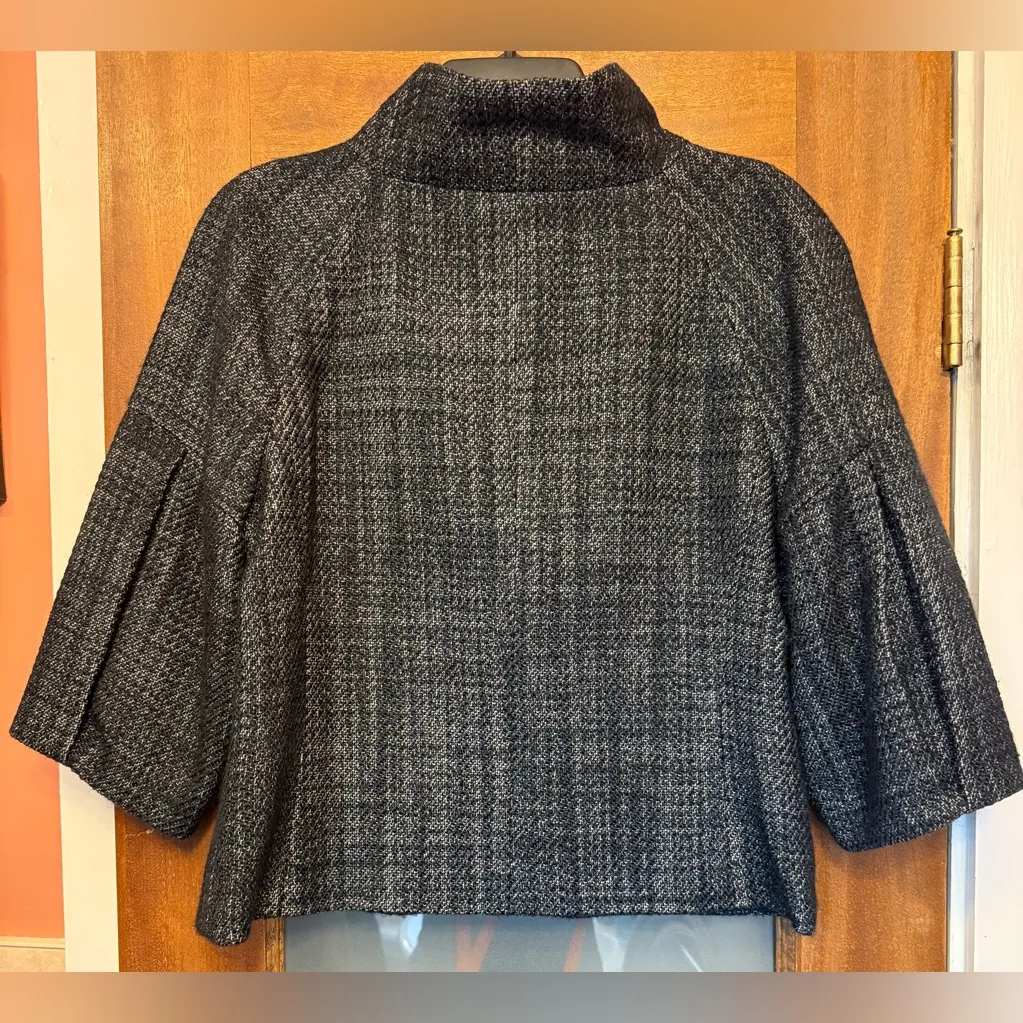 Ann Taylor Women’s Grey Tweed 3/4 Sleeve High Collar Button Up Blazer Jacket - Image 9