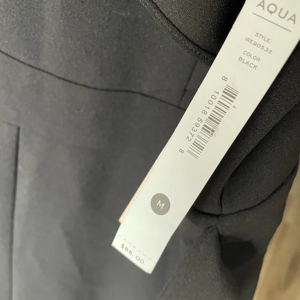 AQUA Cap Sleeve Square Neck Straight Leg Jumpsuit Black Women’s Sz M - Image 4