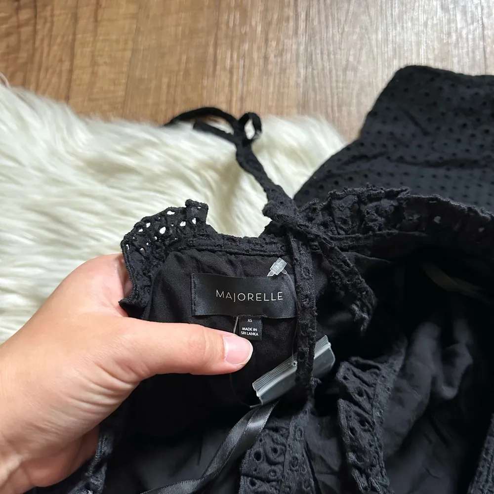 MAJORELLE Amanda Eyelet Halter Jumpsuit In Black - Image 4