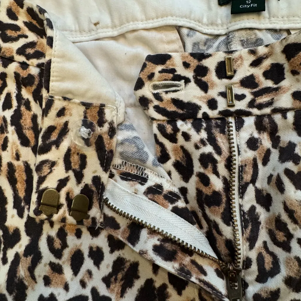 J.Crew Leopard / Jaguar Print Stretch City Fit Pants Size 12 Ankle Length Cougar - Image 5