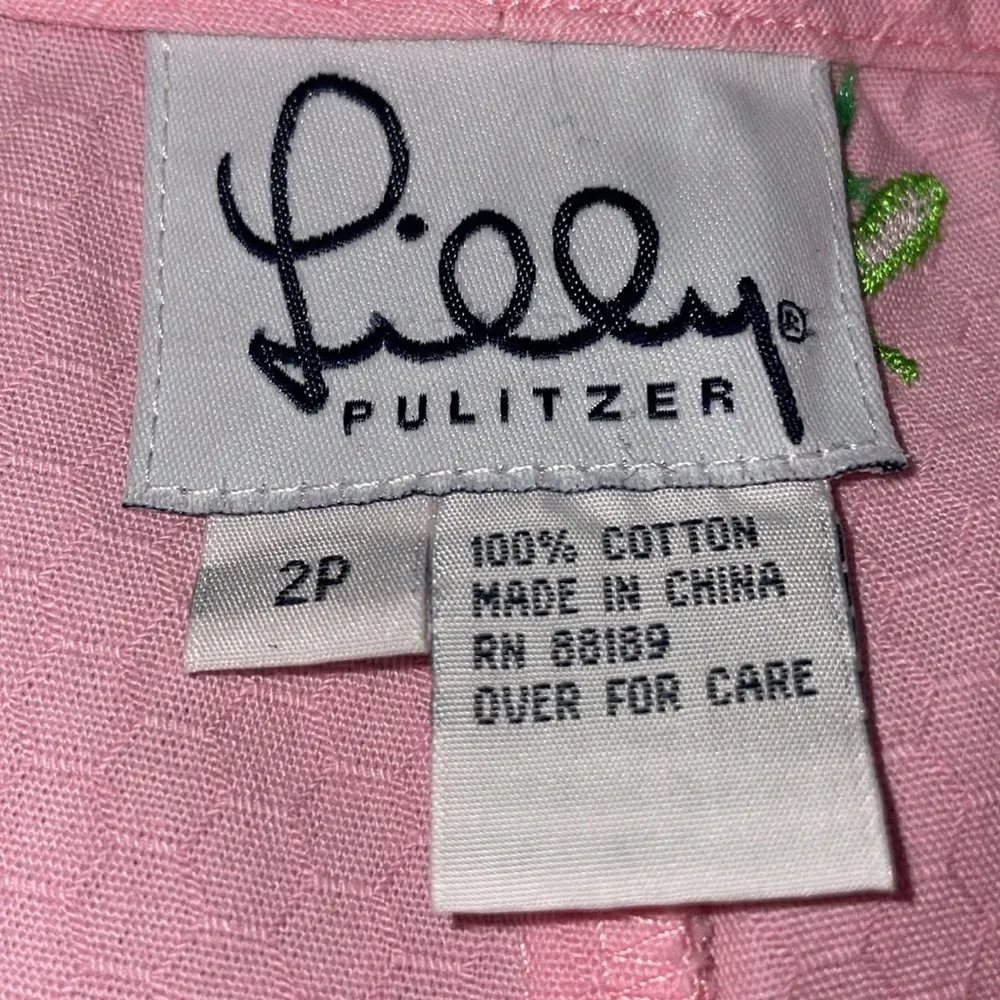 Vintage Lilly Pulitzer Cropped Pants with Embroidered Bees - Image 3