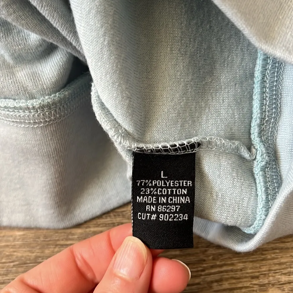 Y2K BCBG Baby Blue Terry Cloth Zip Up Hoodie Size Large - Image 4