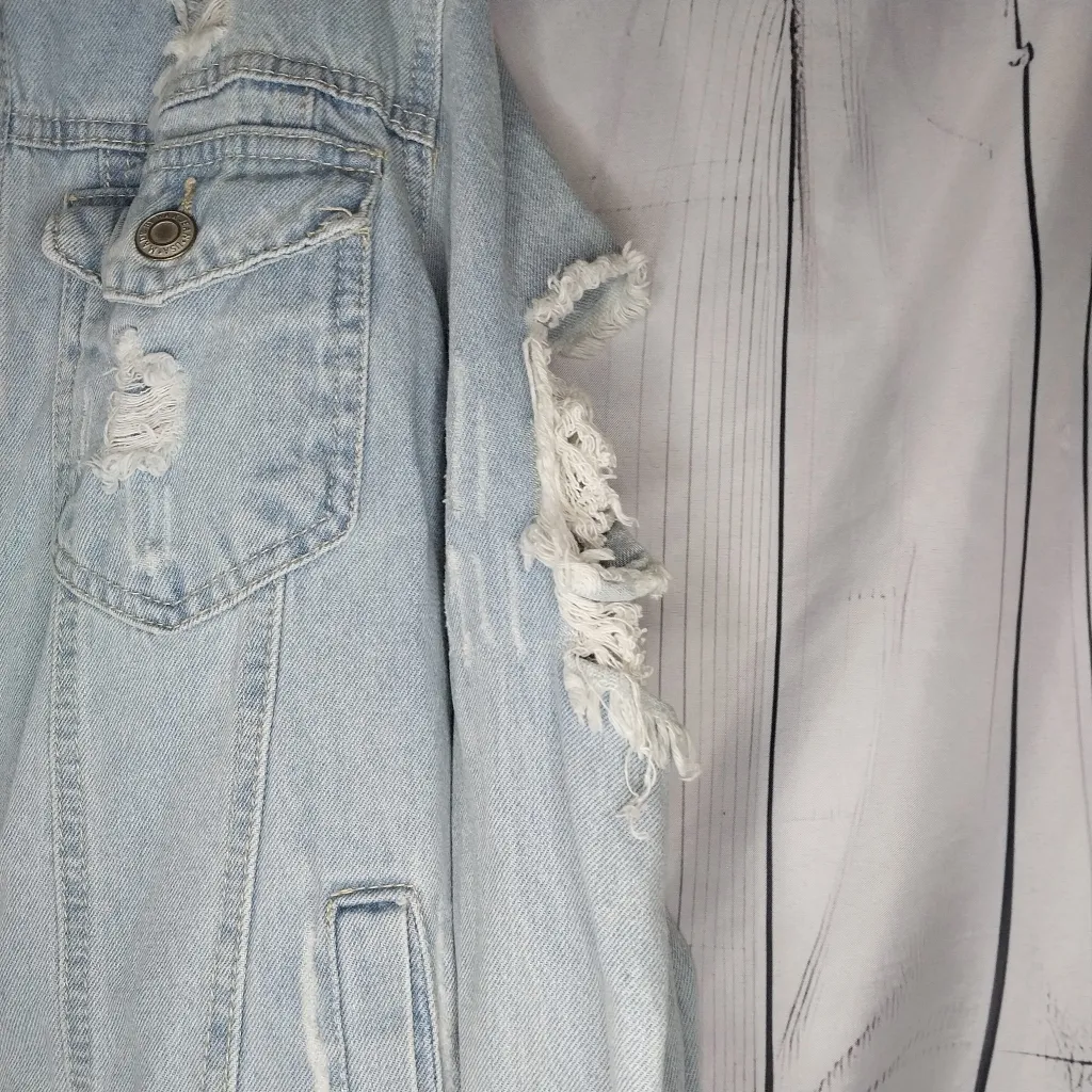 Wax Jean Basic Denim Thrashed Denim Jacket - Image 3