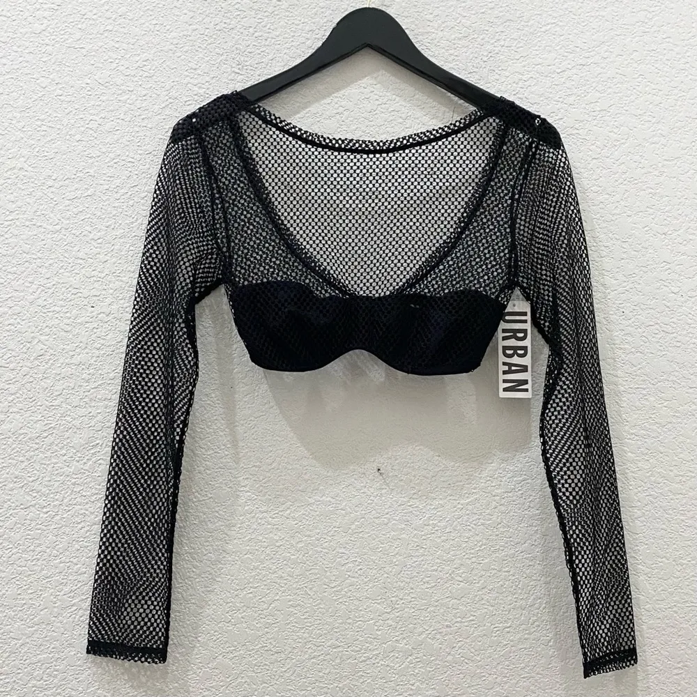 UO Out From Under Overdrive Mesh Long Sleeve Top on Black Size S NWT - Image 3