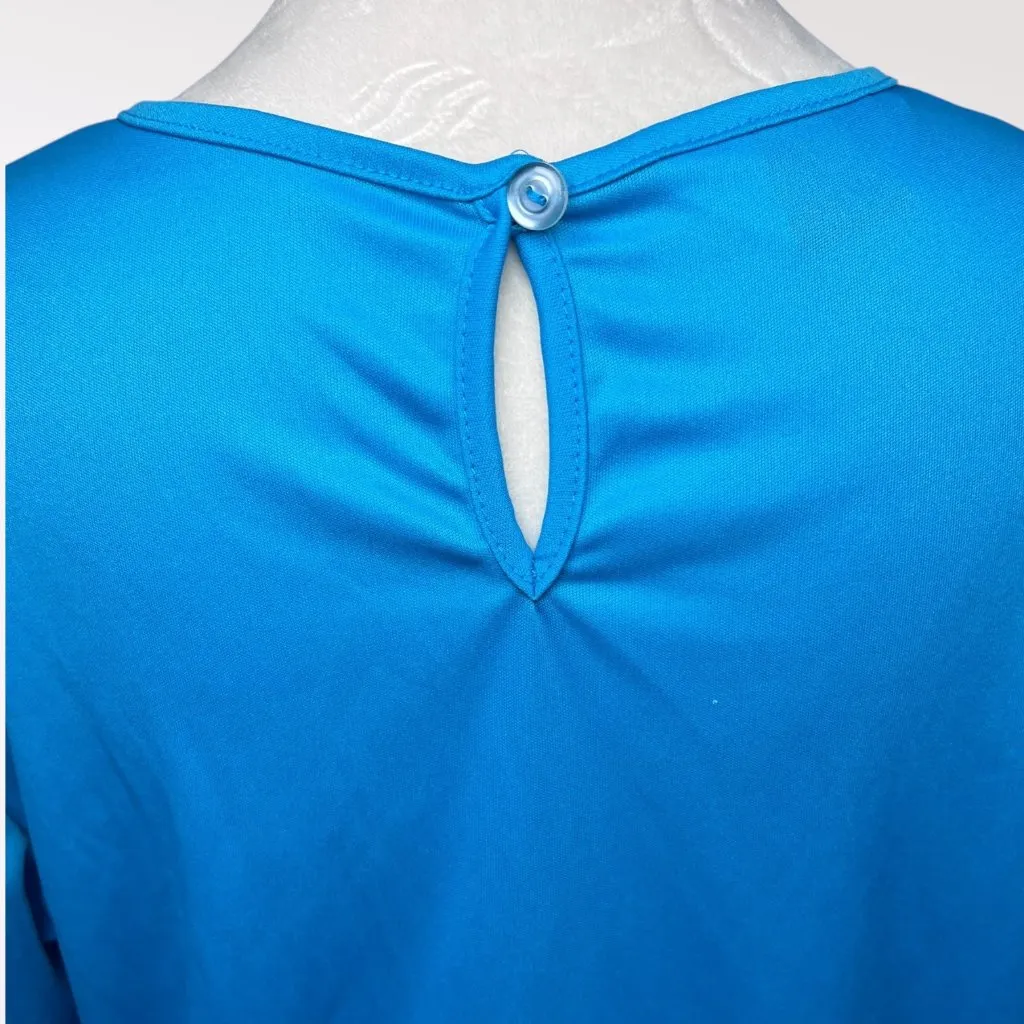 Blair Blue Short Sleeve Top Pullover Blouse Keyhole Back Size Medium - Image 6