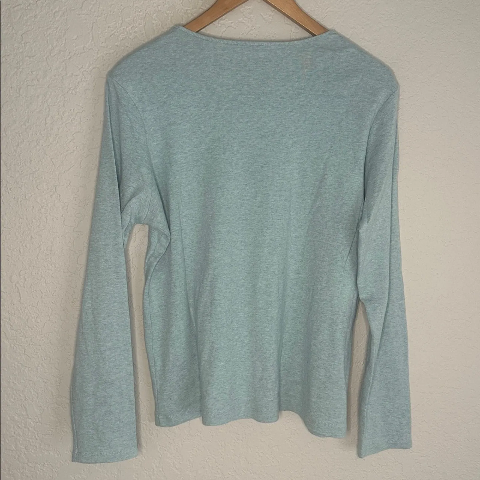 Pendleton Long Sleeve Tee T-Shirt Blue Seafoam Cotton Scoop Neck Basic Layer - Image 6