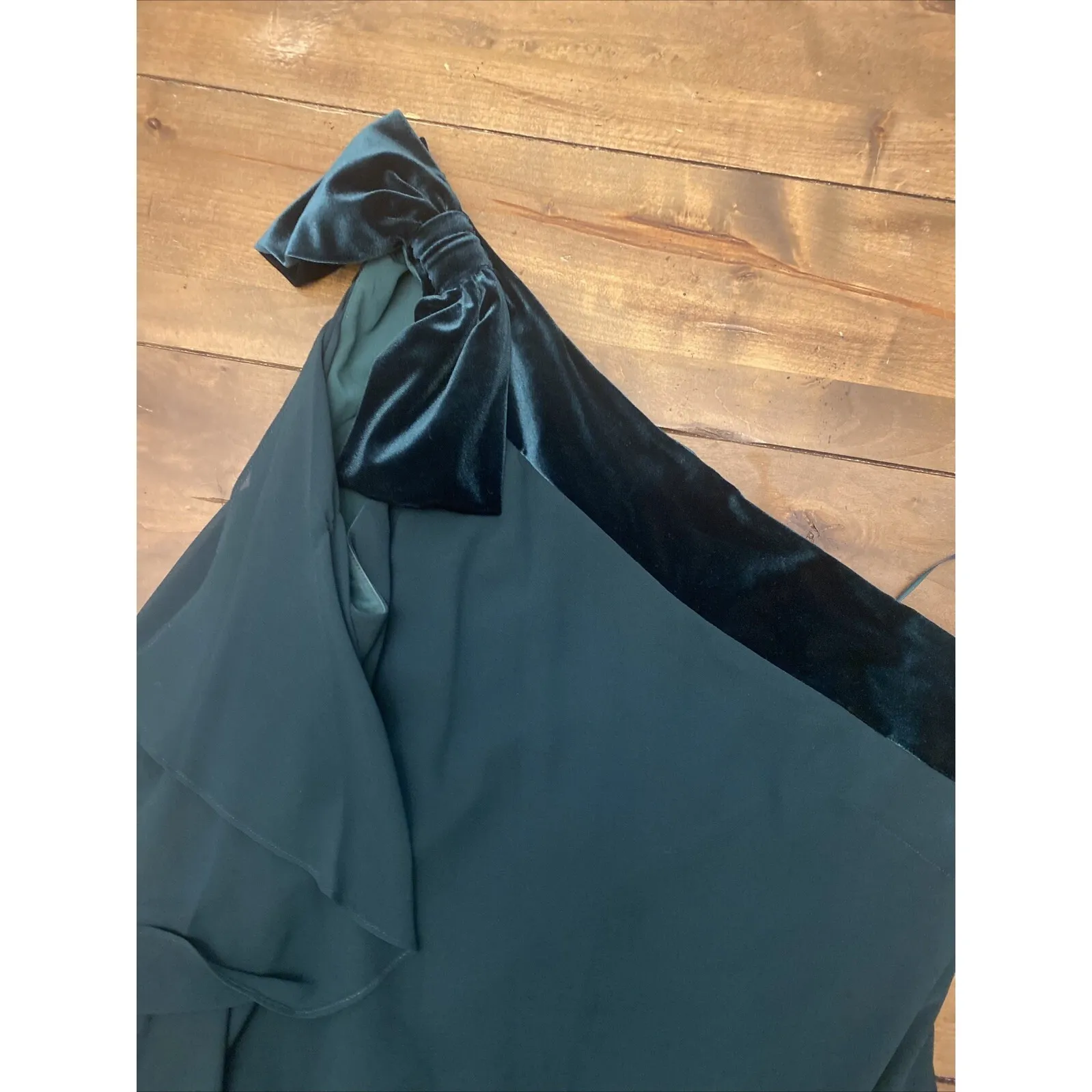 Ralph Lauren Womens 16 Green One Shoulder Chiffon Overlay Event Gala Dress - Image 6