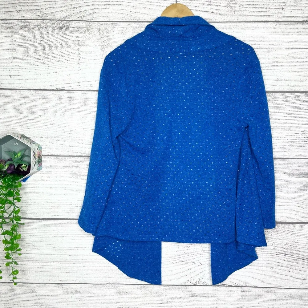 Vintage Alberto Makali Blue Knit Open Front Cardigan Blazer Jacket Size Large - Image 6