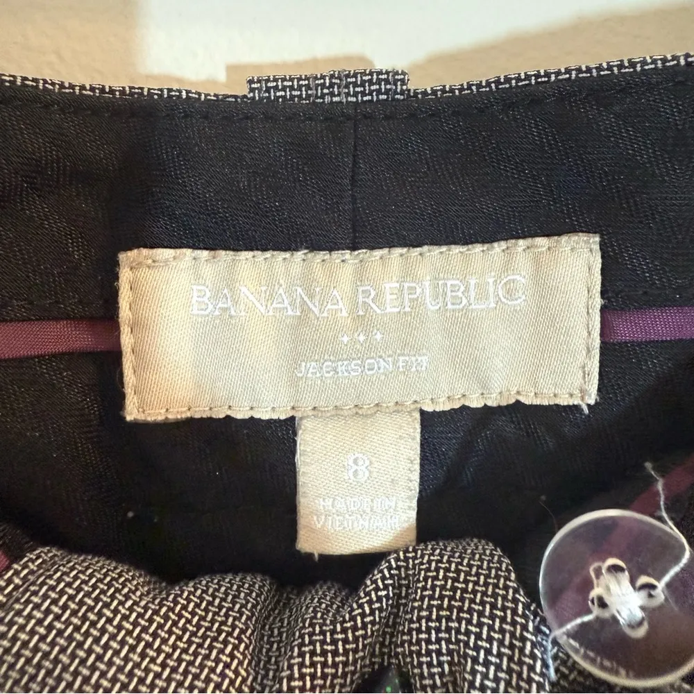 Banana Republic Jackson Fit Black and Cream Lined Dress Pants Size 8 - Image 5