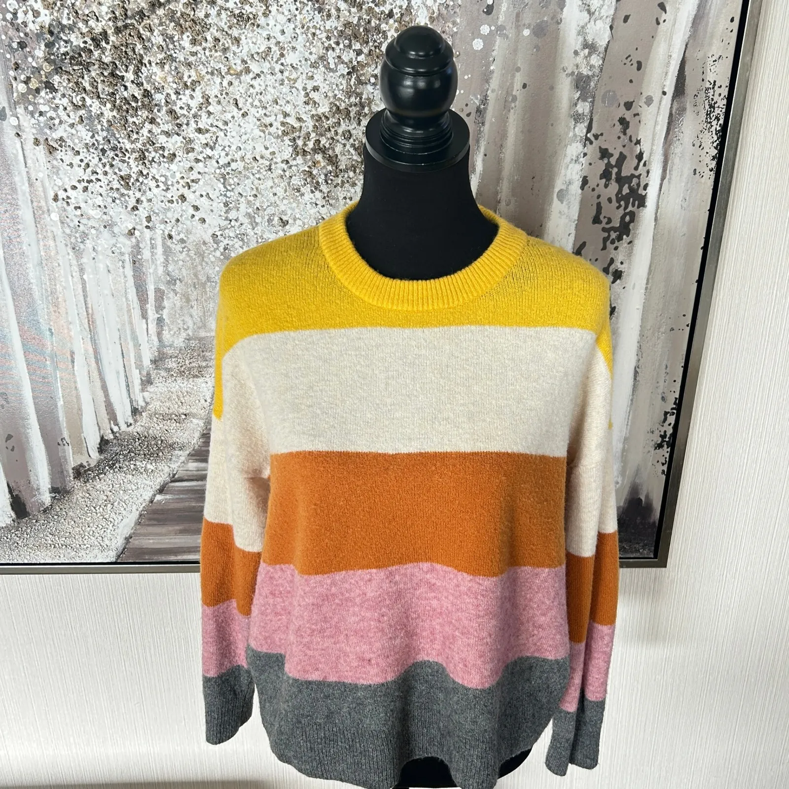 Madewell Crofton Oversized Striped Pullover Coziest Yarn Wool Alpaca Sweater - S - Image 4