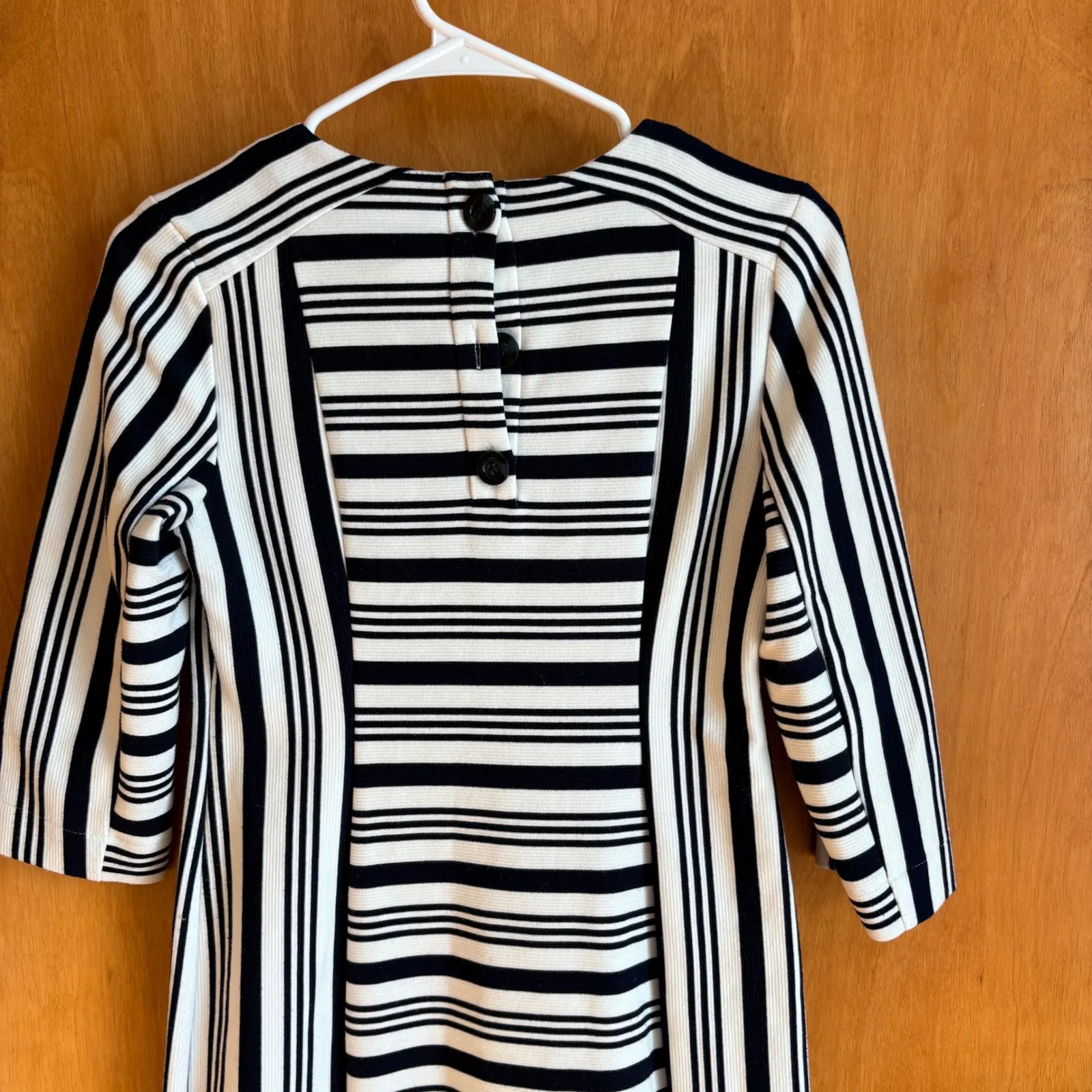 Banana Republic Striped Sheath Dress 34 Sleeve Black White Size 0 - Image 5
